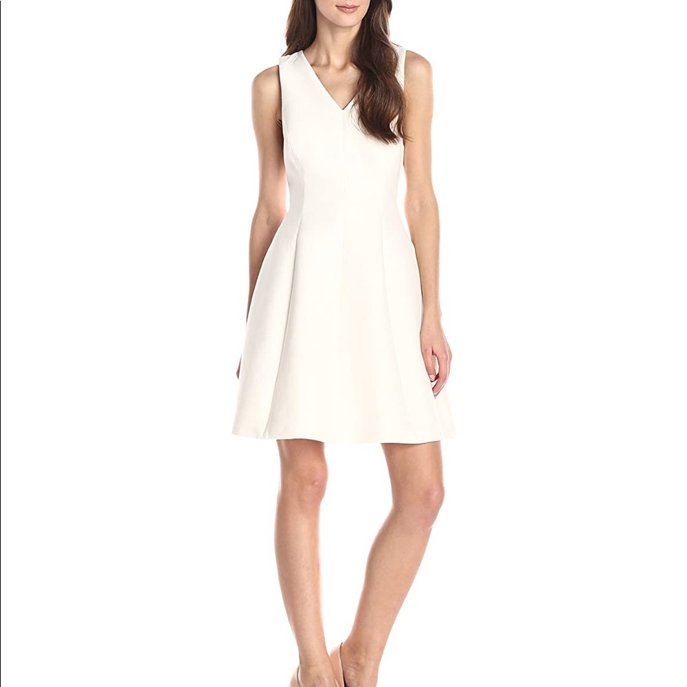 HALSTON HERITAGE Silk Cotton V-Neck Cocktail Dress